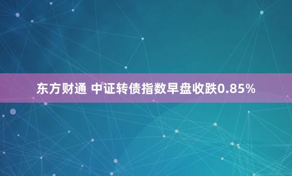 东方财通 中证转债指数早盘收跌0.85%